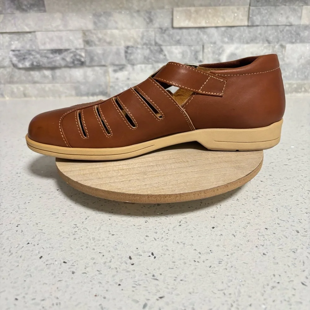 Bally Men's Palaso Brown Tan Leather Fisherman Sandals Shoes Made in Italy 7.5